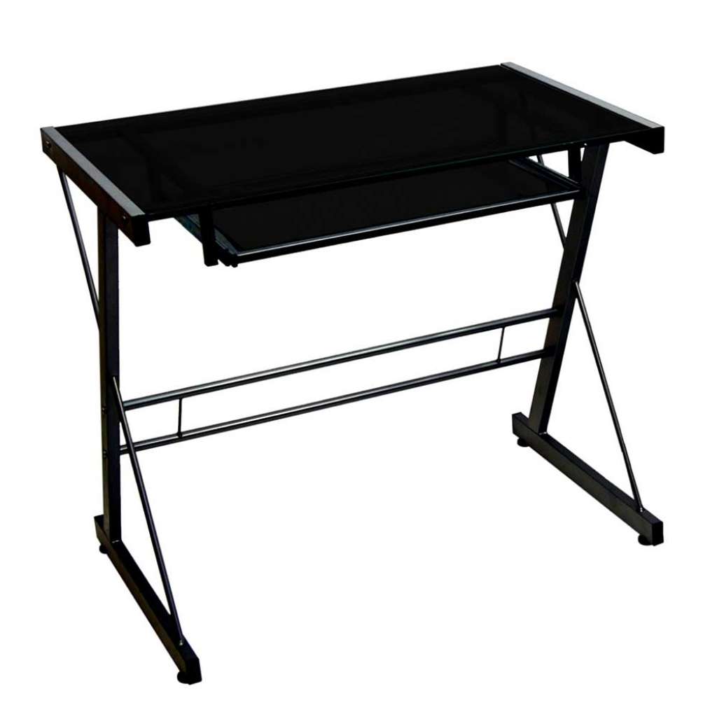 Computertisch in Schwarz Metall und Glas