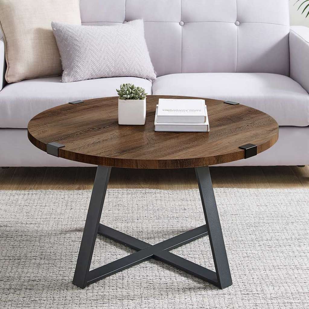 Industriestil Beitisch 43 cm hoch Eiche dunkel Holzoptik