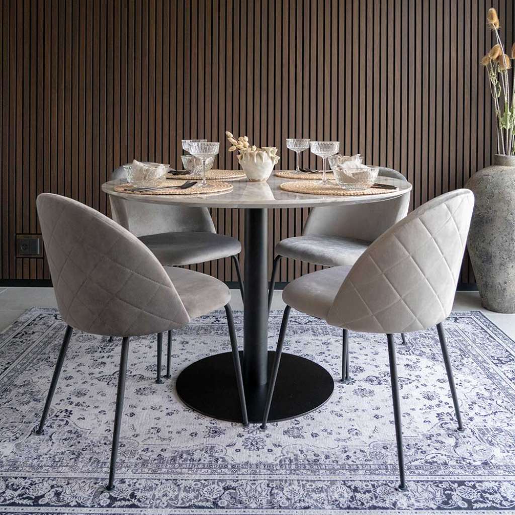 Sitzgruppe Retro Stil in Hellgrau Schwarz und Weiß (fünfteilig)