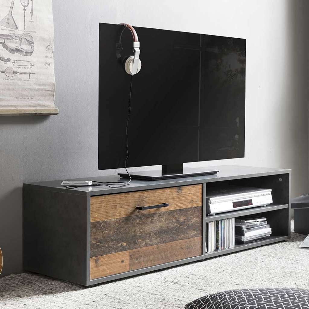 Modernes Fernsehmöbel mit Klappe 2 offene Fächer