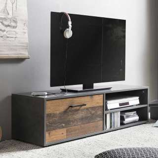 Modernes Fernsehmöbel mit Klappe 2 offene Fächer