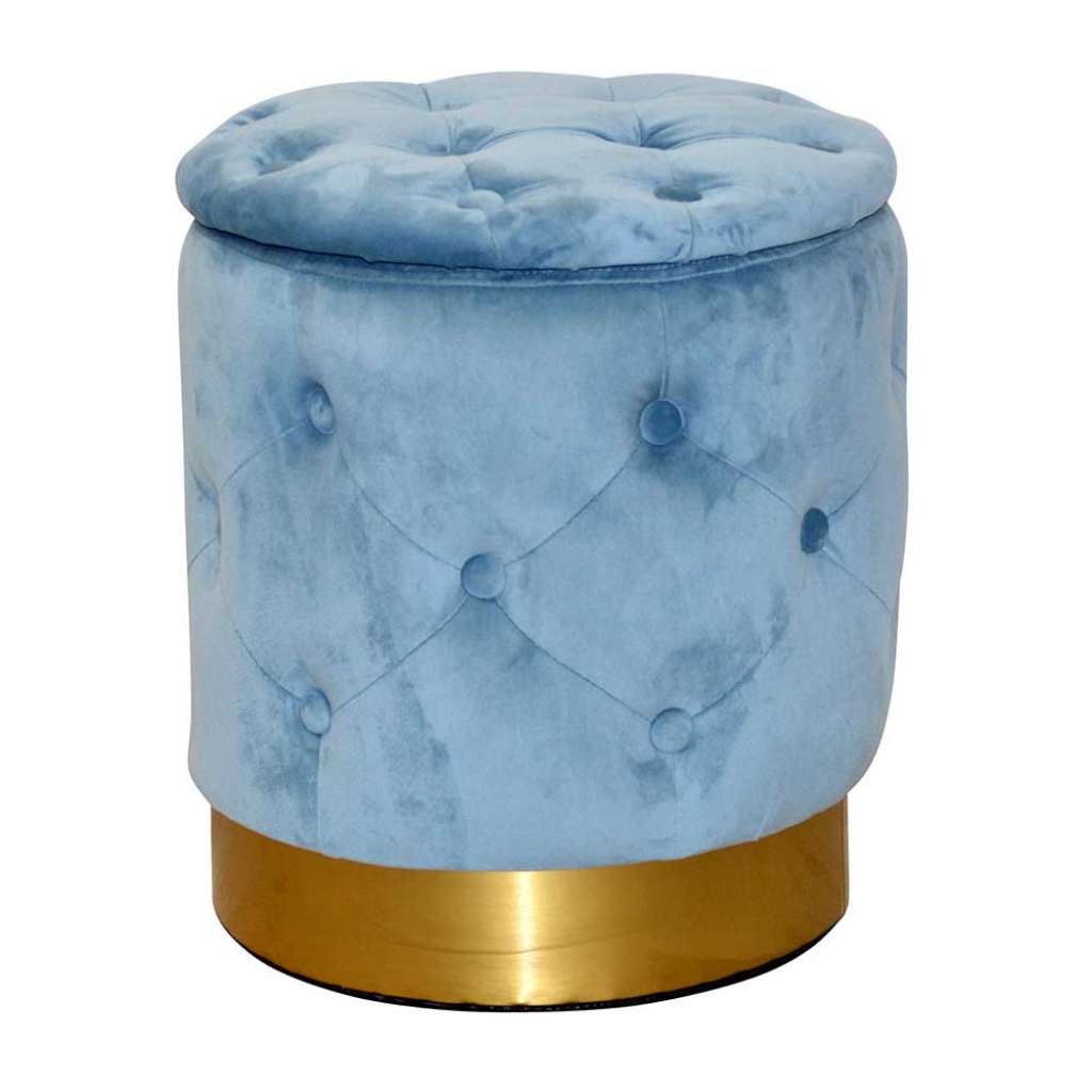 Samt Beistellhocker mit Stauraum Hellblau