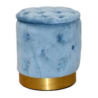 Samt Beistellhocker mit Stauraum Hellblau