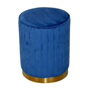 Retro Samt Sitzhocker in Blau und Goldfarben 35 cm breit
