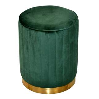 Samt Sitzpouf in Grün und Goldfarben Retrostil