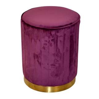 Sitzhocker aus Samt Bordeaux und Goldfarben