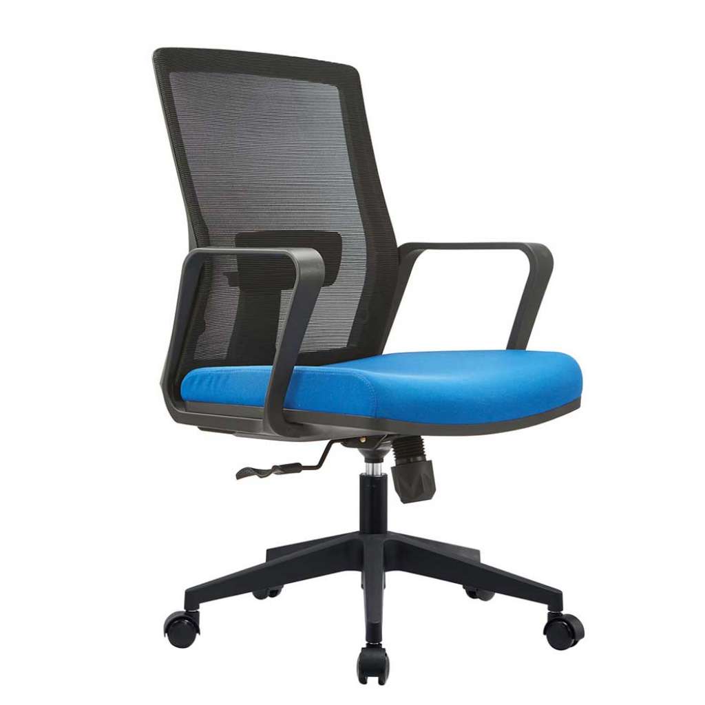Schreibtischstuhl mit Armlehnen in Schwarz Blau
