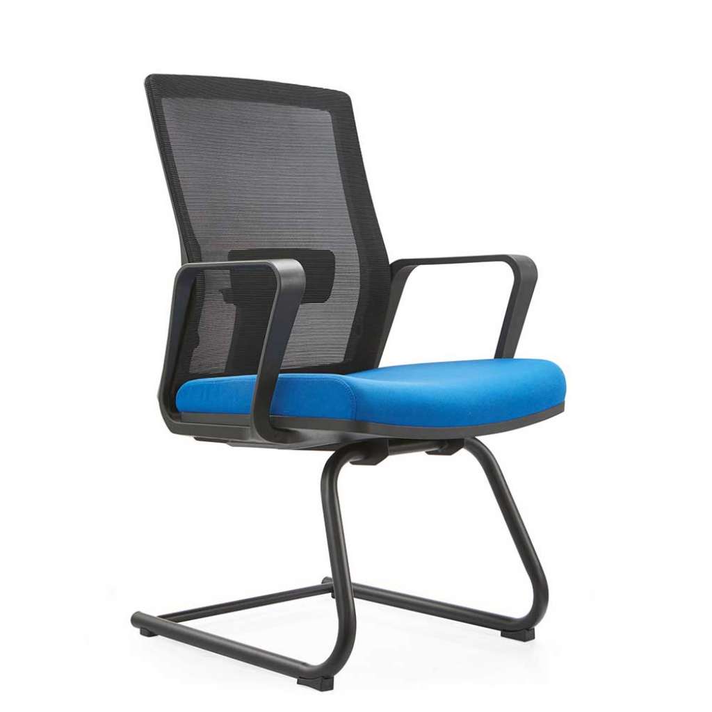 Freischwinger Konferenzstuhl in Schwarz & Blau Lendenwirbelstütze