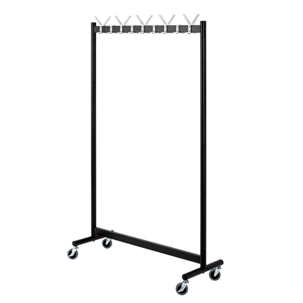 Metall Rollgarderobe in Schwarz und Alufarben 18 Haken