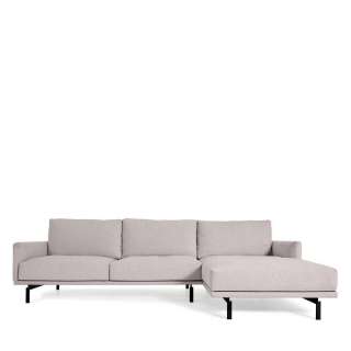 L Sofa in Beige und Schwarz Metallgestell
