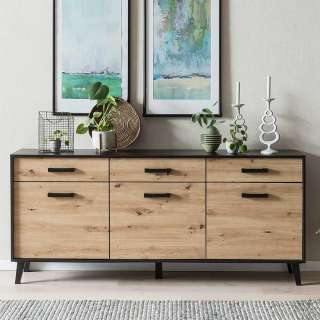 Großes Sideboard in Wildeichefarben Schwarz