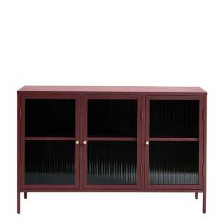 Metall Sideboard in Rot 3 Glastüren