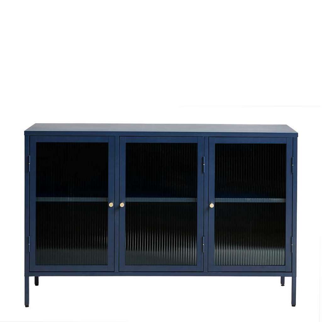 Metall Vitrine in Blau 132x85 cm
