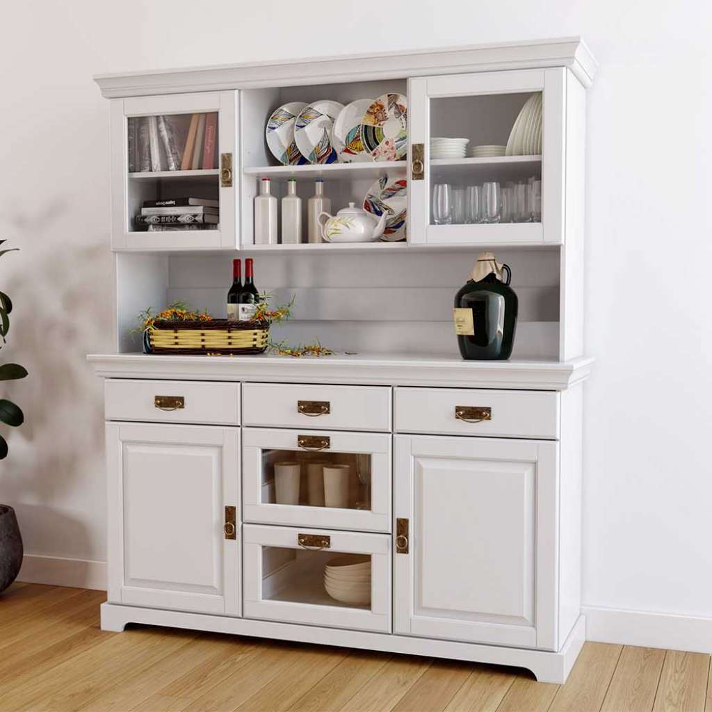 Esszimmer Buffetschrank in Weiß Glastüren