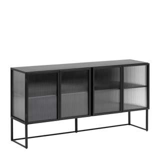 Glas Sideboard in Schwarz Bügelgestell aus Metall