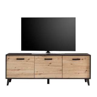 Fernsehunterschrank 186 cm breit Wildeichefarben und Schwarz