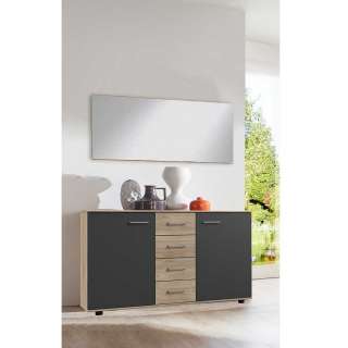 Sideboard mit Schubladen in Dunkelgrau Eichefarben
