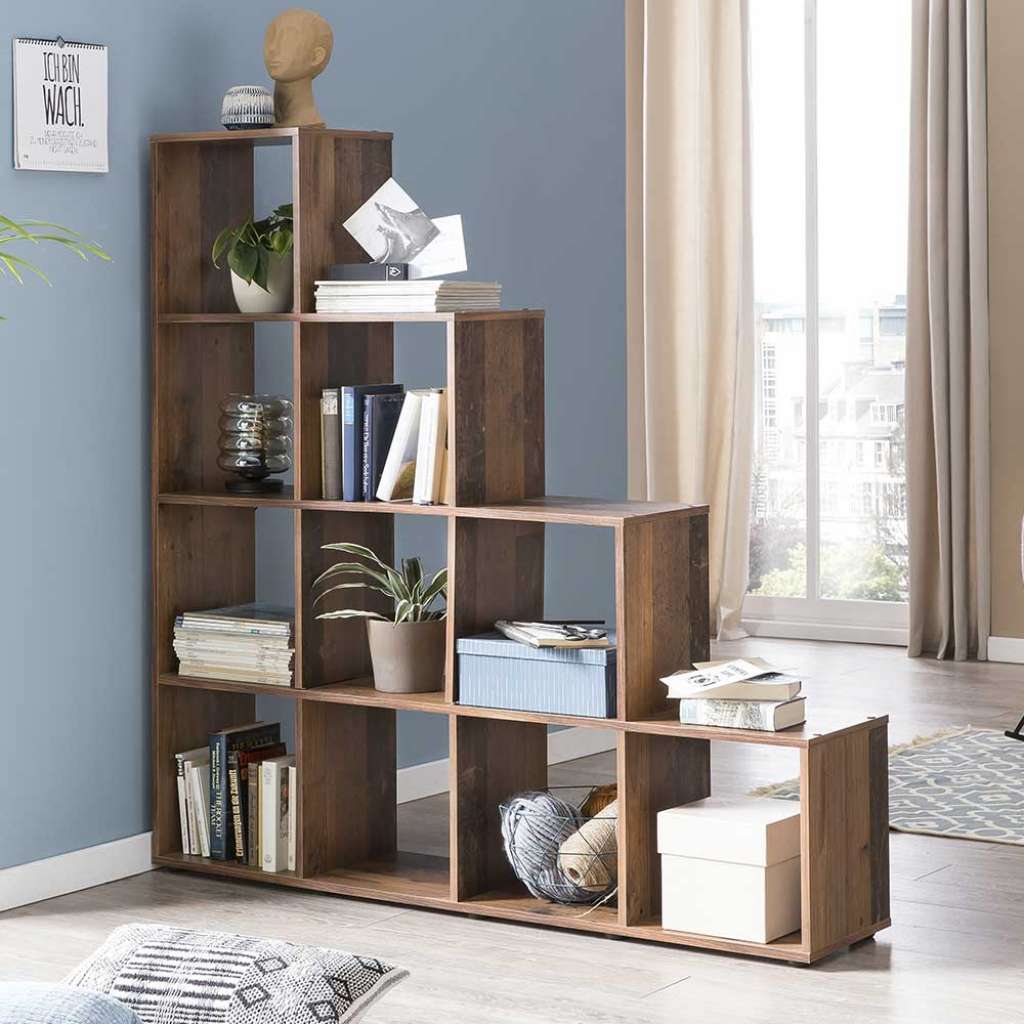 Raumteiler Treppenform 143 cm hoch Holz Antik Optik