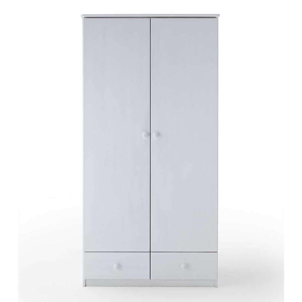 Schlafzimmerschrank weiß aus Fichte Massivholz 199 cm hoch