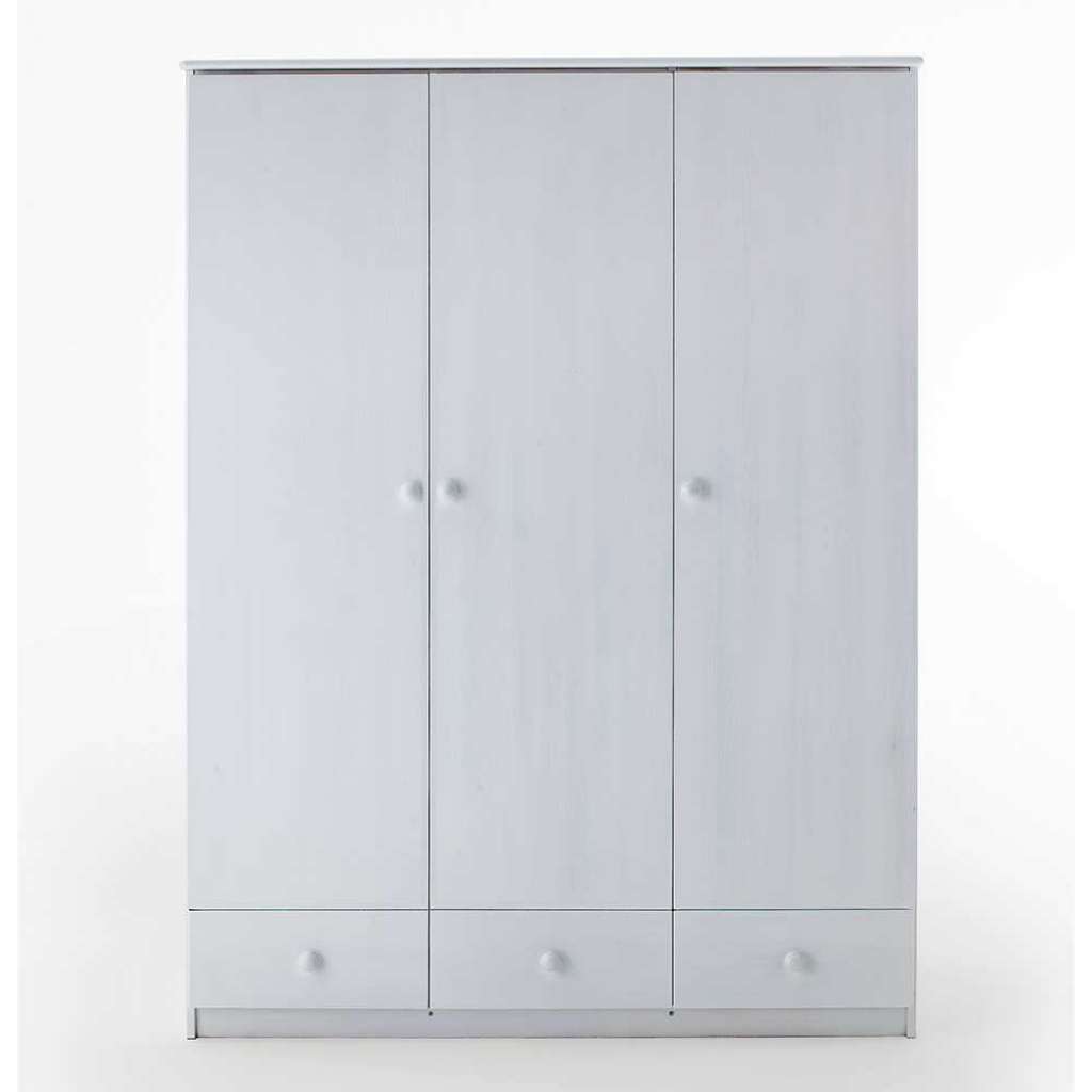 Kleiderschrank Echtholz weiß 150 cm breit drei Schubladen