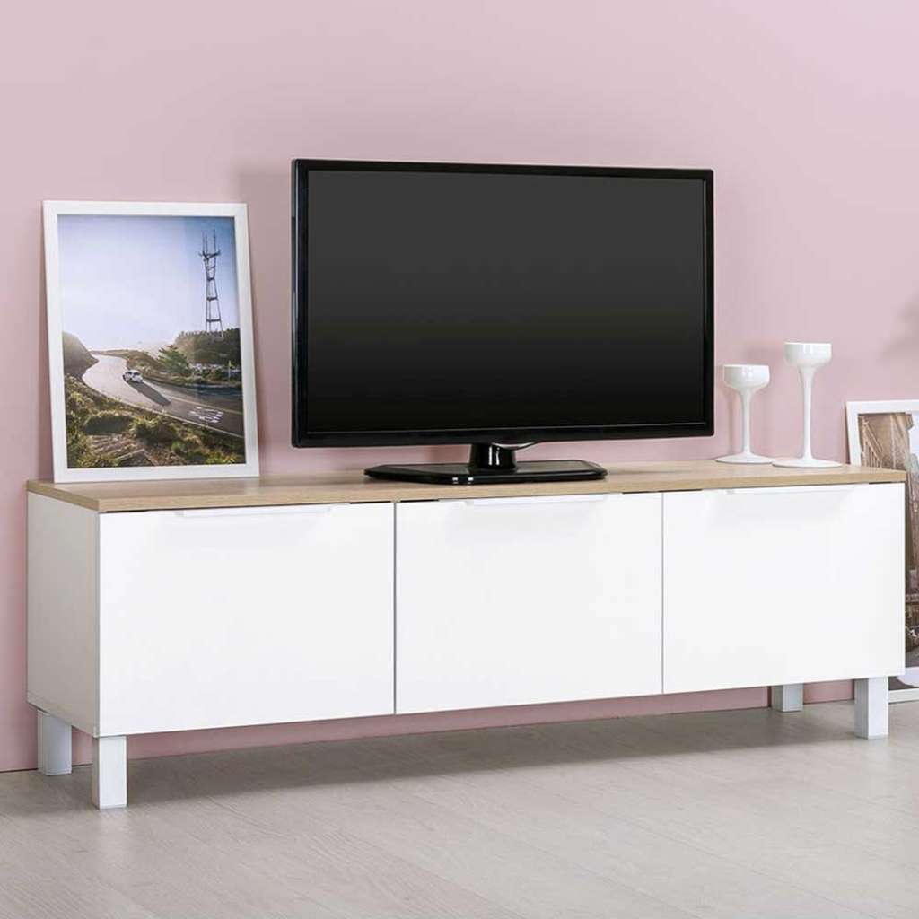 TV Element 3türig in Weiß Sonoma-Eiche