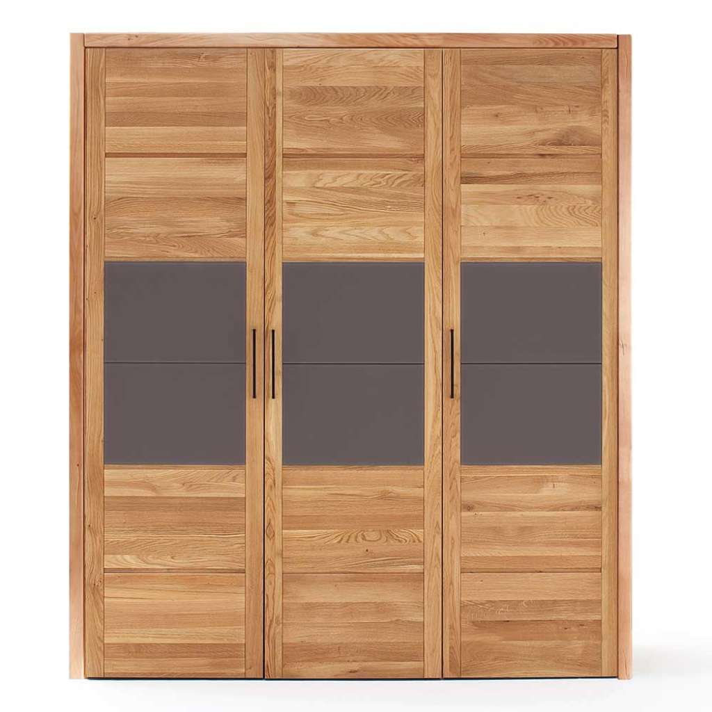 Massiver Kleiderschrank aus Wildeiche und Glas 3 türig