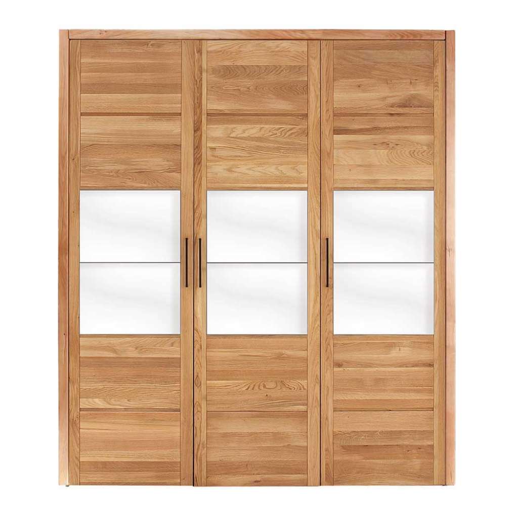Schlafzimmerkleiderschrank Holz aus Wildeiche Glasbeschichtung weiß