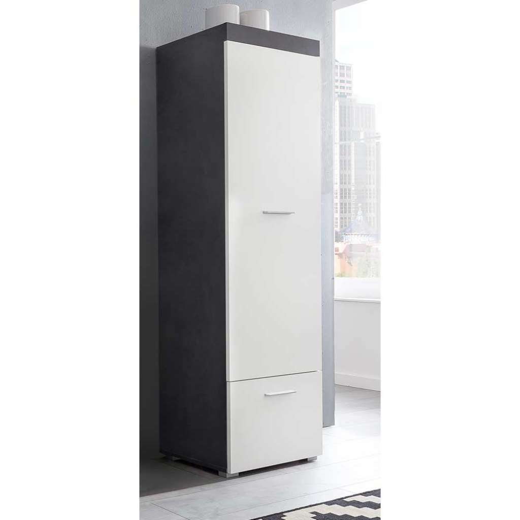 Moderner Wohnzimmer Schrank in Dunkelgrau und Weiß 50 cm breit