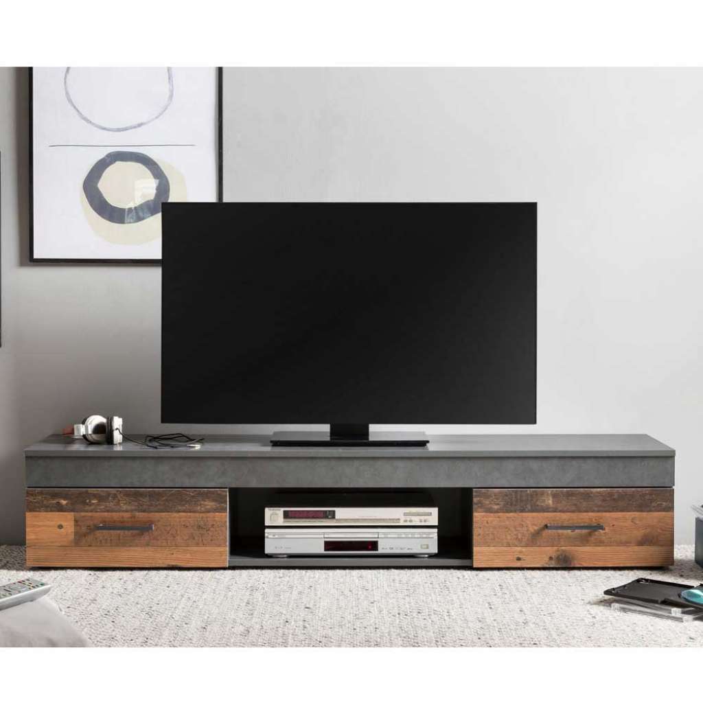 Flachstrecke Wohnzimmer 160 cm breit Holz Antik Optik & Dunkelgrau