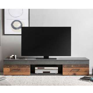 Flachstrecke Wohnzimmer 160 cm breit Holz Antik Optik & Dunkelgrau