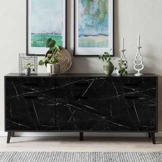Wohnzimmersideboard in Schwarz & Weiß 3 Türen 3 Schubladen