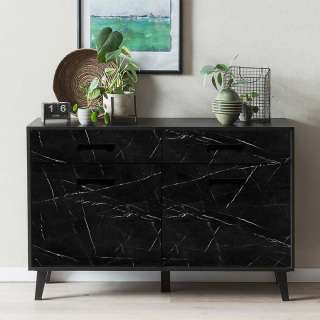 Modernes Sideboard Front Marmoroptik Schwarz & Weiß