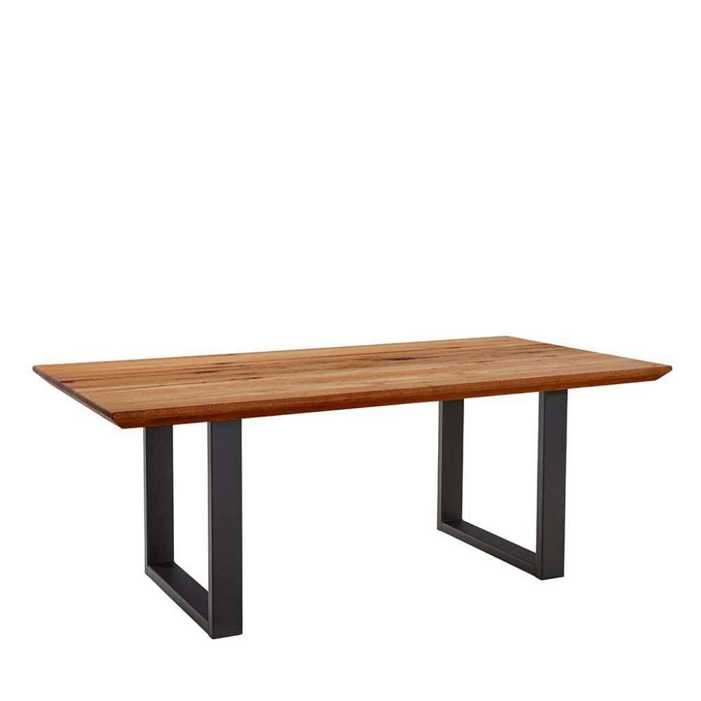 Holztisch massiv Zerreiche im Industrie und Loft Stil Schweizer Kante