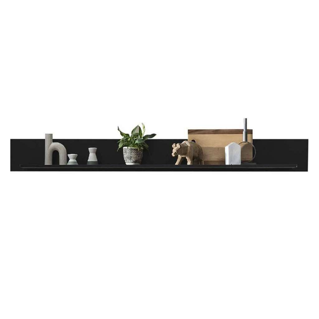 Wand Regal schwarz 186 cm breit mit Rückwand