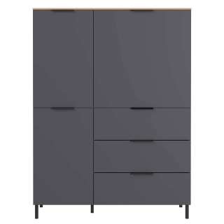 Dunkelgraues Highboard 146 cm hoch Soft Close Türen