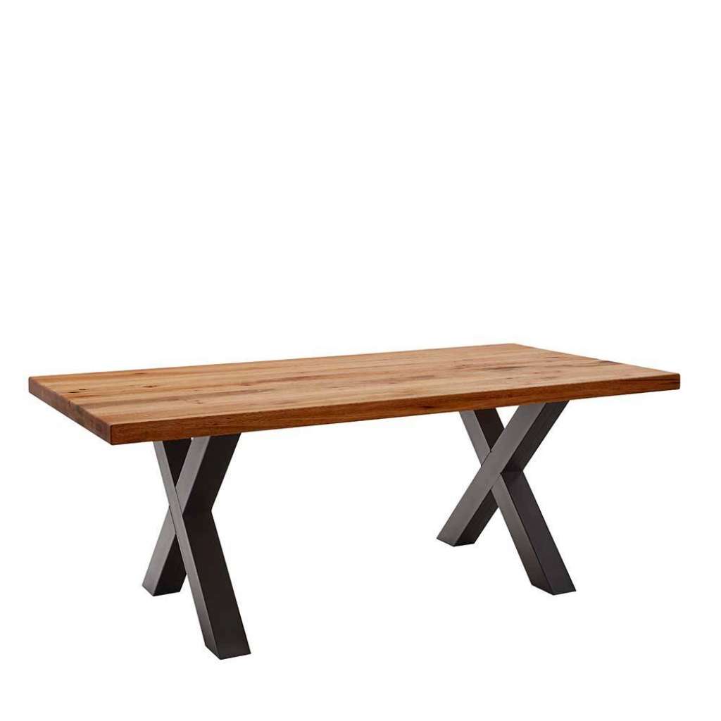 Holztischmassiv Zerreiche im Industry und Loft Stil X Gestell