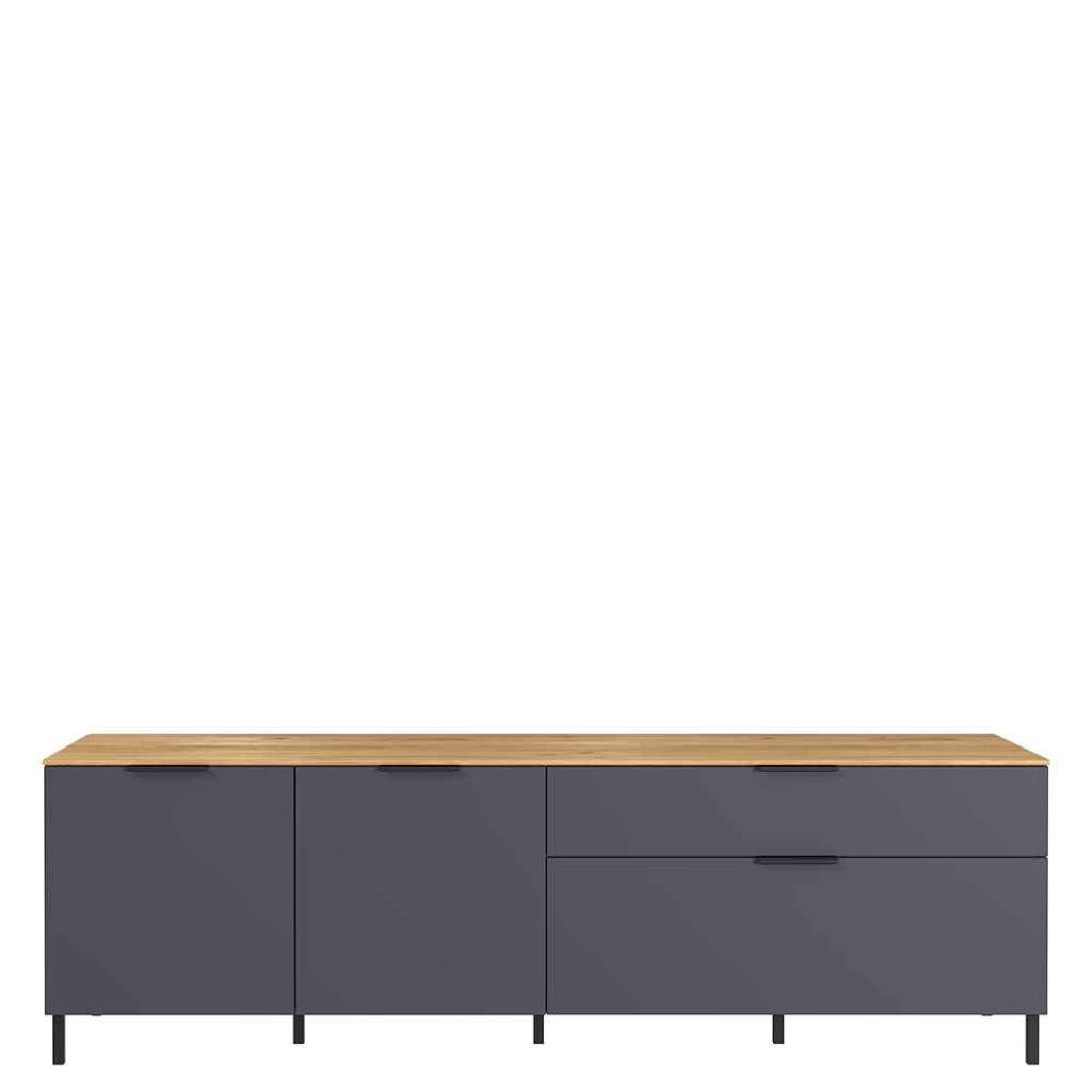 Fernsehlowboard 192 cm breit Dunkelgrau & Wildeichefarben