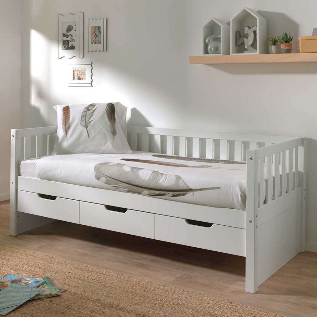 Kojenbett mit Schubladen in Weiß Skandi Design