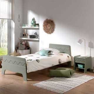 Jugendzimmer Bett in Graugrün 34 cm Einstiegshöhe