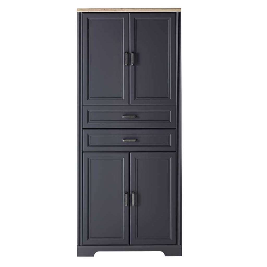 Landhaus Büroschrank in Dunkelgrau Türen und Schubladen