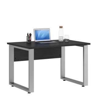 Büro Schreibtisch in Eiche Grau Bügelgestell in Alufarben