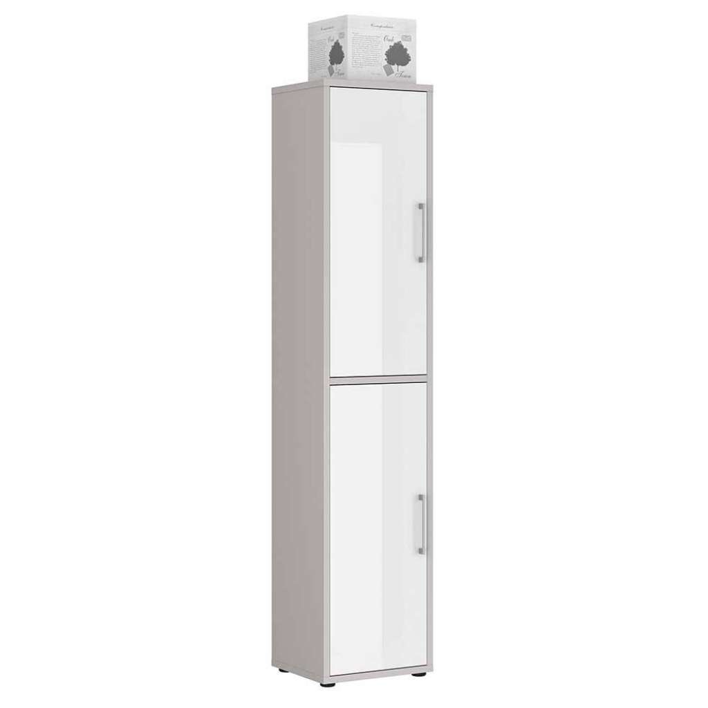 Büro Ordnerschrank in Platingrau und Weiß Hochglanz Made in Germany