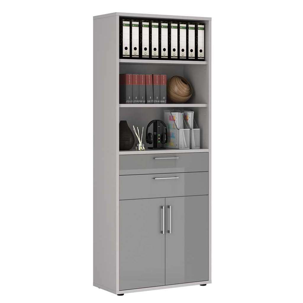 Büroschrank für Ordner 222 cm hoch zwei Schubladen