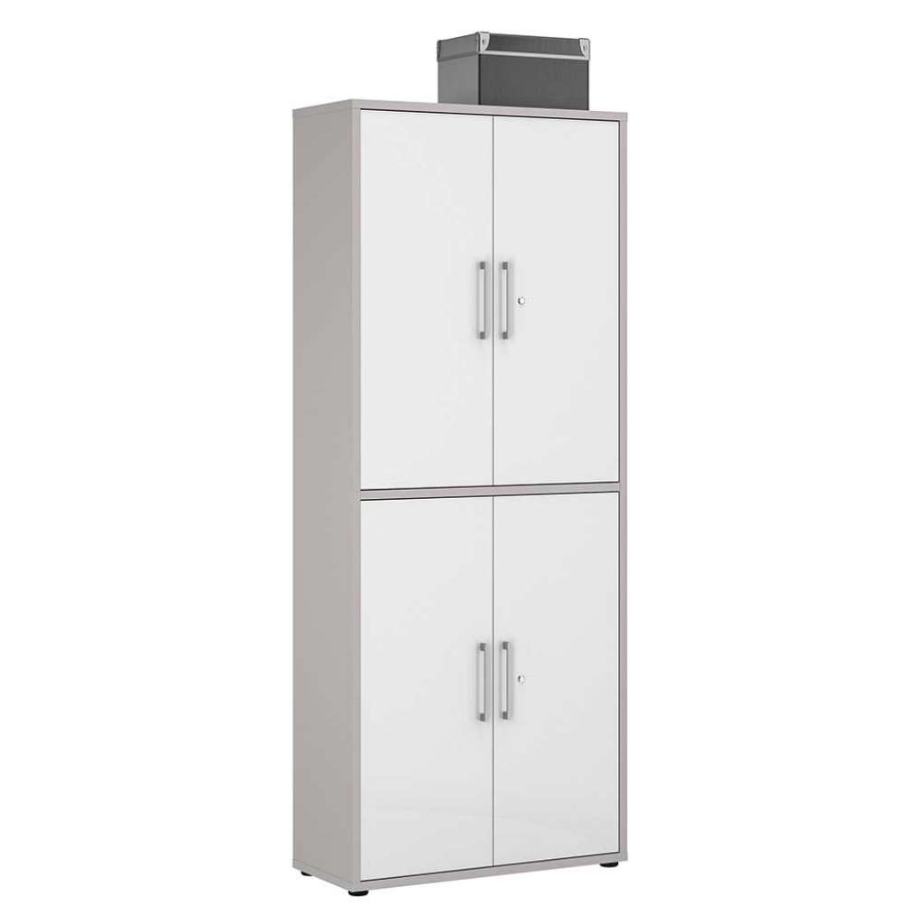 Abschließbarer Aktenschrank 4 türig Hochglanz Front weiss