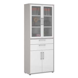 Aktenordner Schrank 222 cm hoch Hochglanz Front weiß