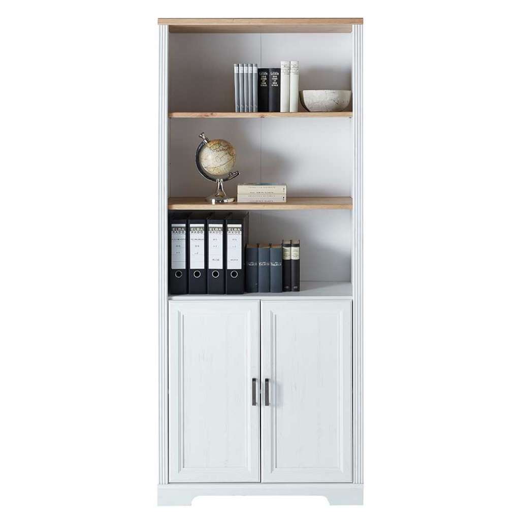 Regal für Aktenordner im Landhausstil Weiß & Eichefarben