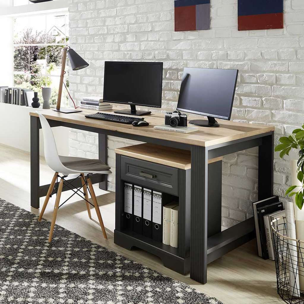 Bürotisch Set mit Rollcontainer Landhausstil (zweiteilig)