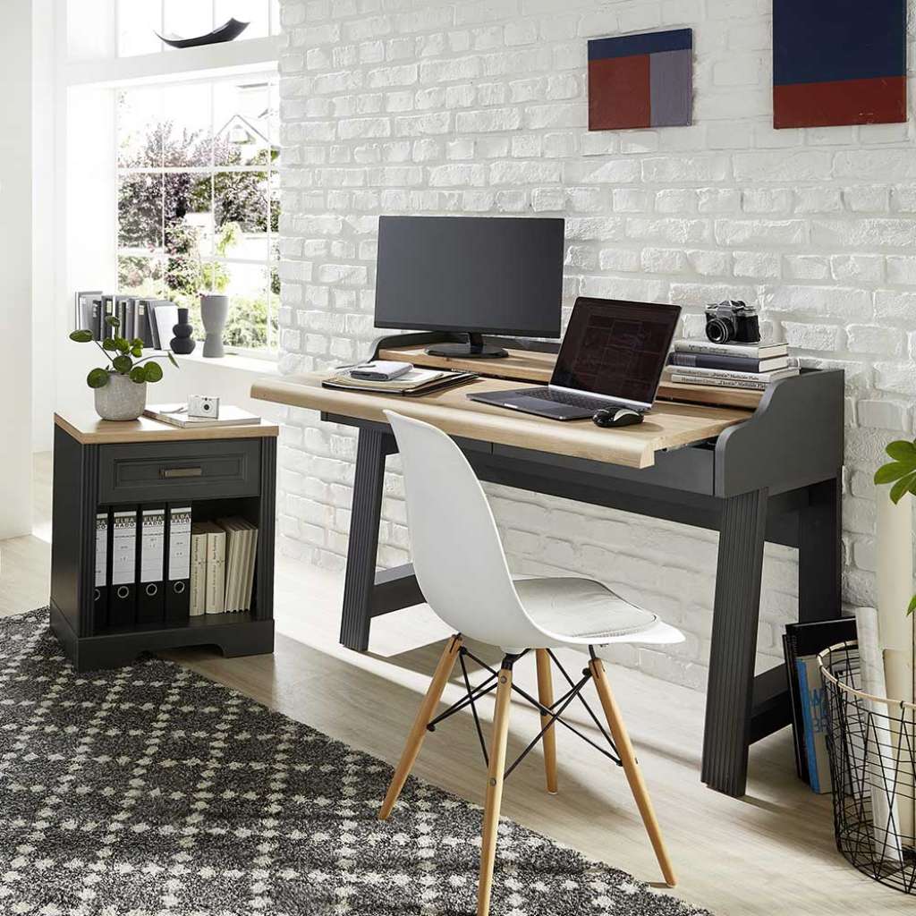 Laptopschreibtisch mit Rollcontainer Landhausstil (zweiteilig)
