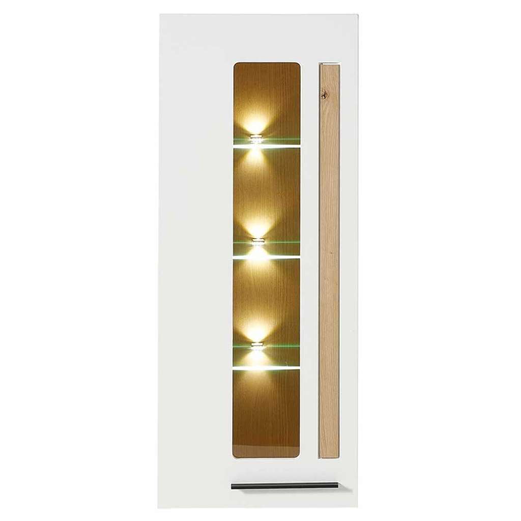 Wand Vitrine Wohnzimmer mit Glastür LED Beleuchtung