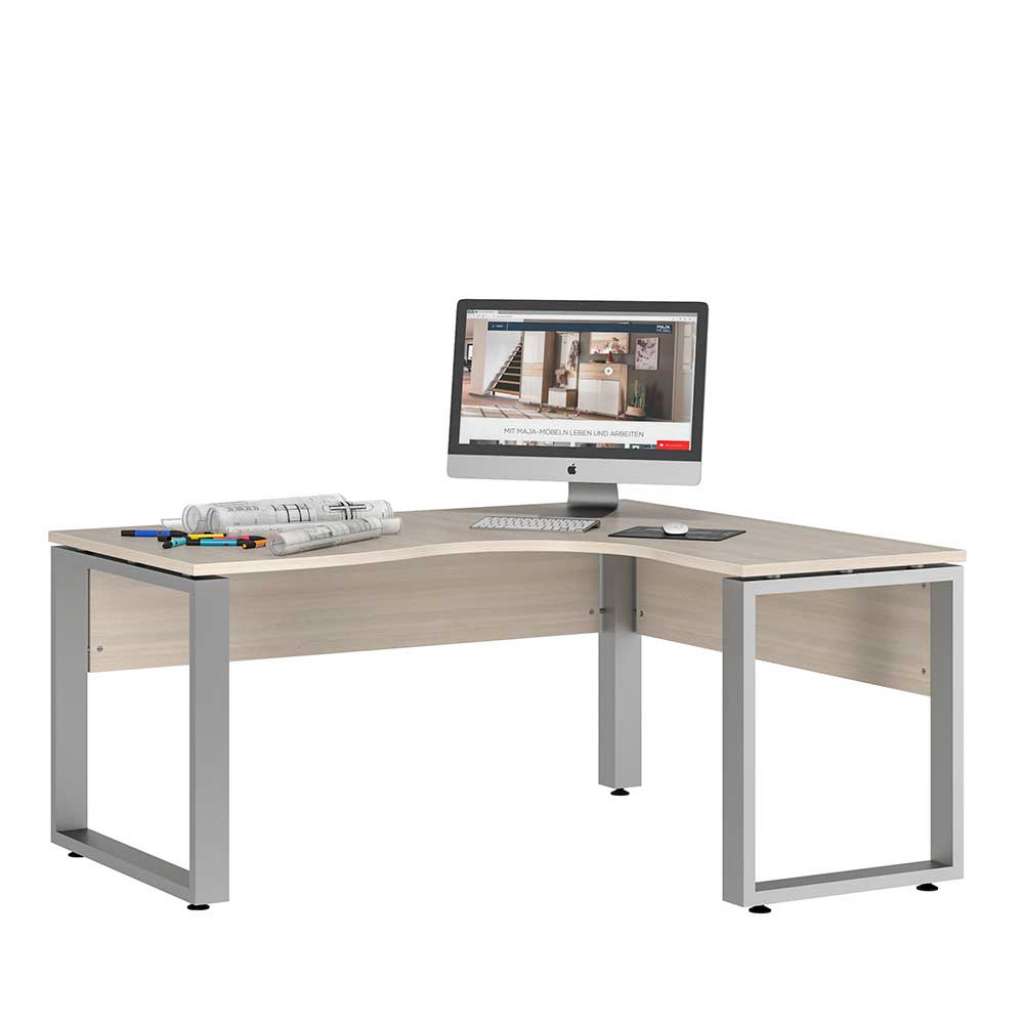 Eckschreibtisch Holzoptik 160 cm breit Tischplatte in Winkelform